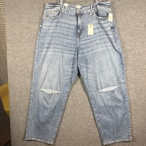 Good American Jeans Womens 18 Plus Good 90s Relaxed Mid Rise Distressed